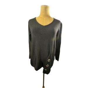 "JANE & JOHN" Women's Sweater SZ M Turkey Boutique Asymmetrical Hem Quiet Luxury